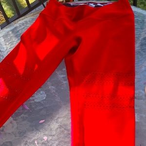 Track & Bliss Go With The Flow Laser Cut Leggings Red